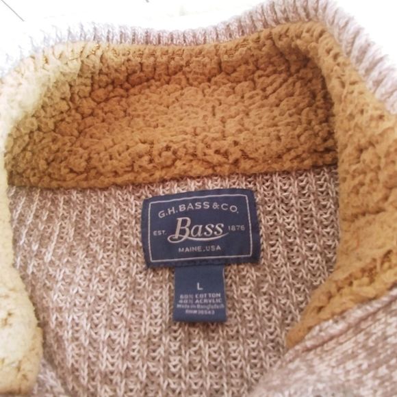 G. H. Bass & Co Quarter Button Collared Pullover Sweater Brown Size Large - Picture 3 of 3